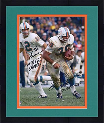 Çerçeveli Bob Griese & Larry Csonka Miami Dolphins İmzalı 16 x 20 Birden Fazla Super Bowl Yazıtlı Fotoğraf-İmzalı