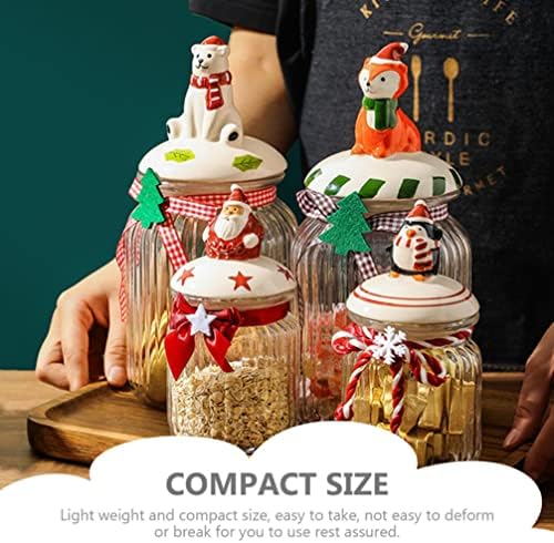 Kapaklı Noel Şeker Tabağı: Cam kavanozlar şeker kavanozu Şeker Büfesi, Mutfak, Ev, Ofis Masası için kalıcı Saklama