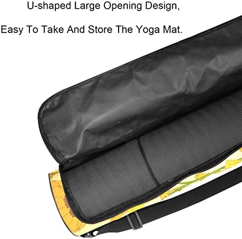 Sarı Çiçek Yoga Mat Çanta Tam Zip Yoga Taşıma Çantası Kadın Erkek, egzersiz yoga matı Taşıyıcı Ayarlanabilir Kayış