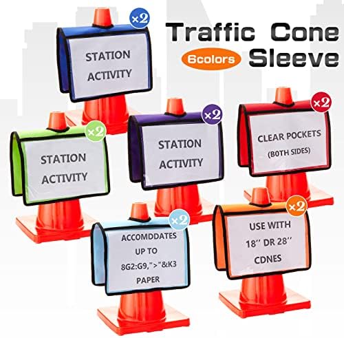Dikkat için 12 Trafik Konisi Kılıfı Seti Cepli Trafik Konisi Kapakları Dış Mekan Sinyalleri için Güvenlik Mesajı İşareti