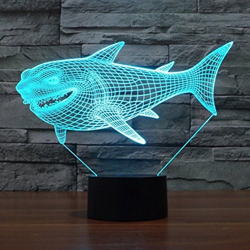 HPBN8 Ltd yaratıcı 3D Köpekbalığı gece lambası USB Powered Dokunmatik Anahtarı Uzaktan Kumanda LED Dekor Optik Illusion