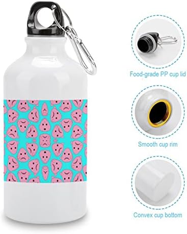 Pembe Blob Balık Alüminyum Spor Su kapaklı şişe ve Karabina termos kupa Bisiklet Kamp Seyahat için
