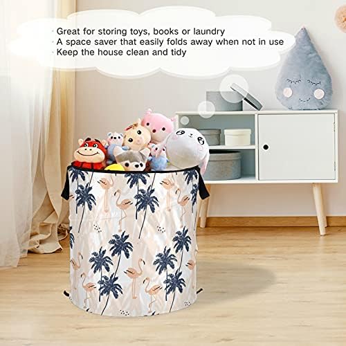 Flamingo Ağacı Pop Up çamaşır sepeti kapaklı Katlanabilir Depolama Sepeti Katlanabilir çamaşır torbası Yurt Odası