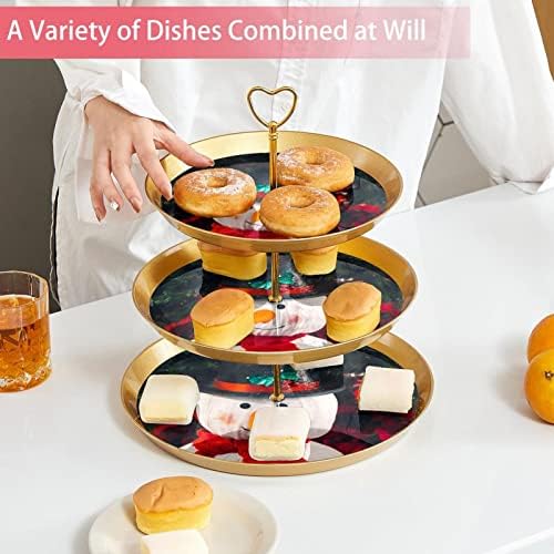 Kek Standı Seti 3 Katmanlı Cupcake Standları Kullanımlık Pasta Tabağı Düğün Doğum Günü çay Partisi Süslemeleri, noel