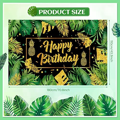 Palmiye Doğum Günü Süslemeleri Yeşil Siyah Altın Tropikal Parti Afiş Süslemeleri Hawaii Luau Doğum Günü Partisi Zemin