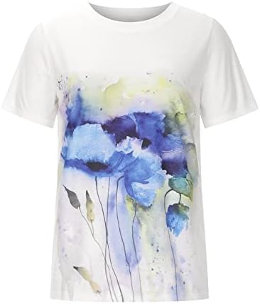 Sonbahar Yaz Kısa Kollu Tee Bayan Giyim Moda Pamuk Crewneck Çiçek Grafik Salonu Üst T Shirt Genç Kızlar için