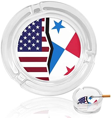 Amerikan ve Panama Bayrağı Sigara Küllük Cam Sigara Puro kül tablası Özel Sigara Tutucu Yuvarlak Kutu