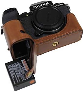 Alt Açılış PU Deri Kavrama Kamera Çantası ile Uyumlu Fujifilm X-S10 XS10 Tripod Tasarımı ile Koyu Kahverengi