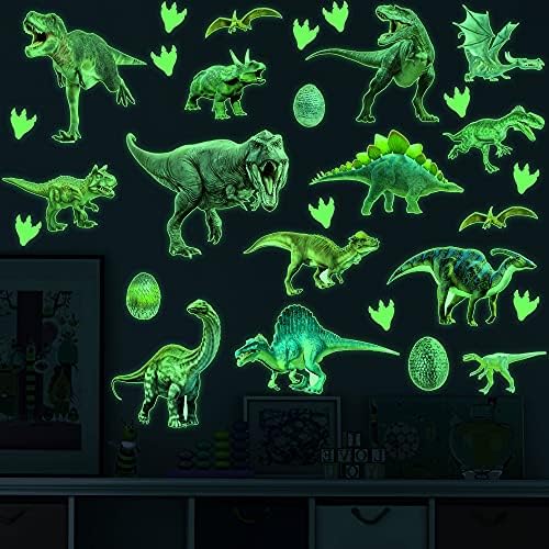 RW-G112 30 ADET Glow Karanlık Dinozor Duvar Çıkartmaları Aydınlık Dinozorlar Tema Duvar Çıkartmaları DIY Çıkarılabilir