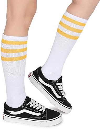 Buzağı Retro beyaz tüp çorap üzerinde Pareberry klasik üçlü çizgili yumuşak pamuk
