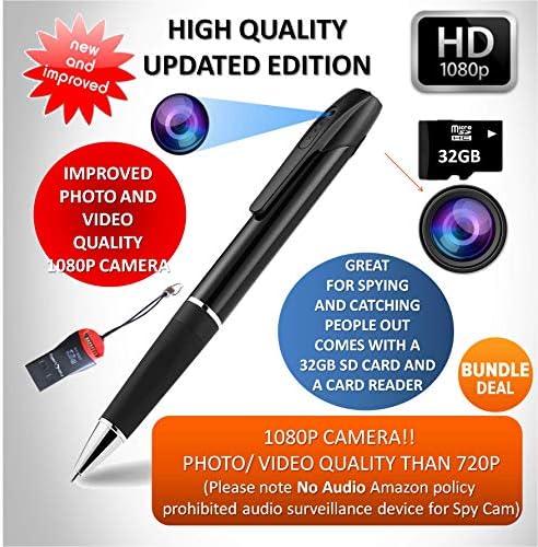 Casus Kamera Kalemi 1080P HD Kayıt ( 32 GB Hafıza Kartı ile) - Casus Kalem Kamera, Gizli Kamera Kalemi-Mini Casus