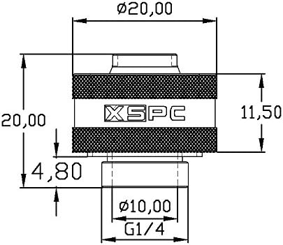 XSPC G1/4 ila 3/8 ID, 5/8 OD Sıkıştırma Uydurma V2 Yumuşak Boru, Siyah Krom, 6'lı Paket