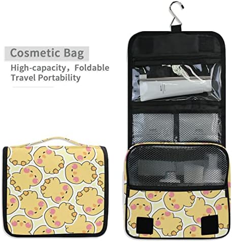 Asılı makyaj çantası Sarı Sevimli Tavuk Seyahat Makyaj çantası Tuvalet Malzemeleri için Taşınabilir Seyahat Tuvalet