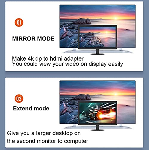 XiAyriky DisplayPort-HDMI Adaptörü, 4K UHD DP-HDMI Adaptörü Erkek-Dişi Dönüştürücü Bilgisayar, Dizüstü Bilgisayar,