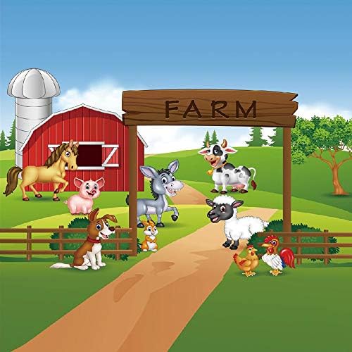 8x8ft Karikatür Çiftlik Hayvanları Parti Zemin Çocuk Doğum Günü Arka Plan Fotoğraf Süslemeleri Fotoğraf Standında