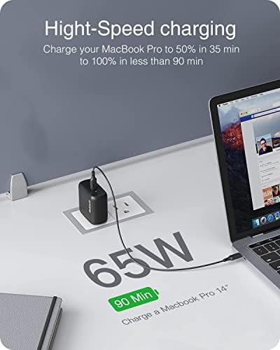 Nekteck 6.6 ft Kablo, PD 3.0 PPS ile 65W USB C Şarj Cihazı GaN II [USB-IF Sertifikalı] MacBook Air/Pro, iPad Air/Pro,