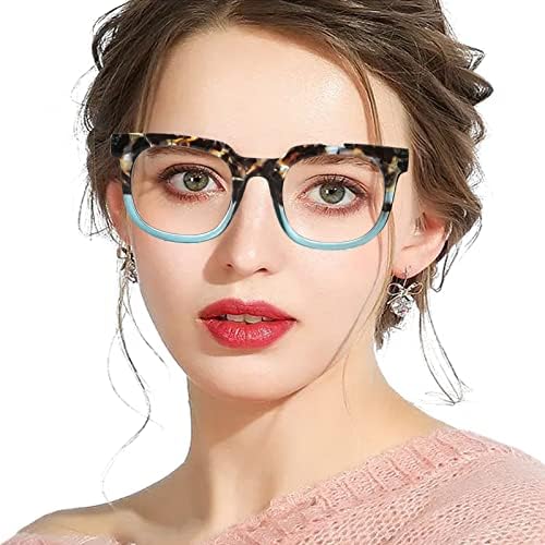 MMOWW 6 Paket büyük Boy kare okuma gözlüğü Kadınlar için Moda Oprah tarzı mavi ışık engelleme Okuyucular bahar Menteşe