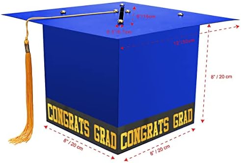 Juephe 2023 Mezuniyet Kartı Kutusu Süslemeleri Tebrikler Grad Kap kutu tutucu Mezuniyet Parti Malzemeleri için (Mavi)