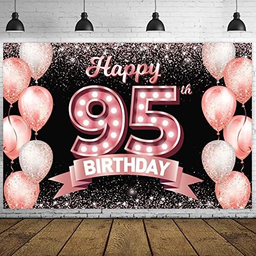 Mutlu 95th Doğum Günü Gül Altın Afiş Zemin Şerefe 95 Yaşında konfeti balonları Tema Dekor Süslemeleri Kadınlar için