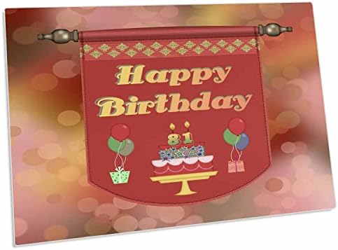 3dRose 81. Yaş Günün Kutlu Olsun Afişi, Hediyeli ve Balonlu Kek - Masa Pedi Yer Paspasları (dpd-186527-1)
