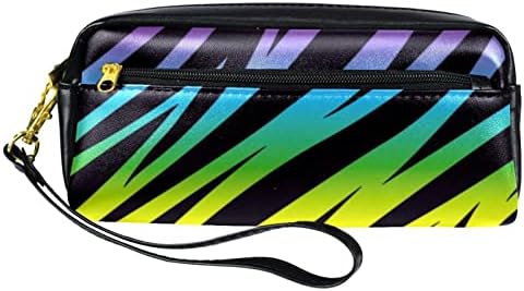 TBOUOBT Makyaj Çantası Seyahat Kozmetik Çantası Kılıfı Çanta Çanta Fermuarlı, Gökkuşağı Renkli Zebra