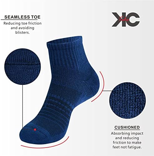 KC-TAHO erkek Çeyrek Atletik Pamuklu Çorap 8 Pairs Kemer Desteği ile Nefes Yastıklı Koşu spor çorapları