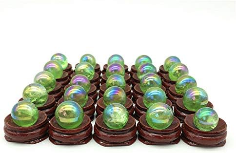 BİNNANFANG AC216 1 ADET 16-19mm Yeşil Titanyum Aura Galvanik Kuvars Kristal Küre Topları Şifa Doğal Taşlar ve Mineraller