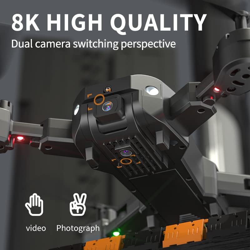 Engellerden Kaçınma Drone HD 8k Çift Kamera Hava Fotoğrafçılığı Profesyonel Uçak Oyuncak Uçak Katlanır Tip (3 x Pil,
