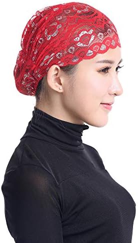 Kadın Bere Kapaklar Etnik Örgü Dantel Başörtüsü Kafatası Kap Streç islami şal Türban Moda Baggy Şapkalar Kadınlar