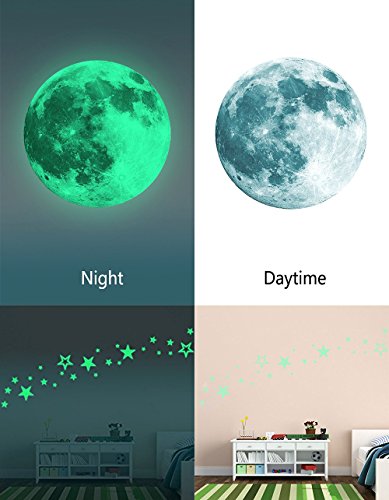 Marsway Çocuklar Çıkarılabilir Ay Yıldız Glow Karanlık Sticker Gece Aydınlık Oda Duvar süslü çıkartmalar