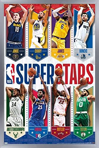 Trendler Uluslararası NBA Ligi-Superstars 22 Duvar Posteri, 14.725 x 22.375, gümüş Çerçeveli Versiyonu
