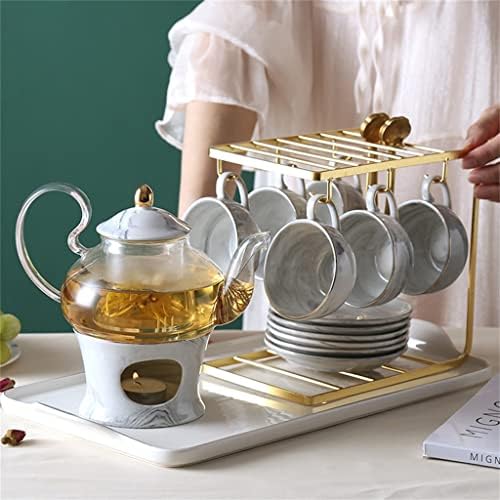 yok İskandinav tarzı haşlanmış meyve çayı çay bardağı çiçek çaydanlık seti ingilizce ikindi çayı çay seti cam mum