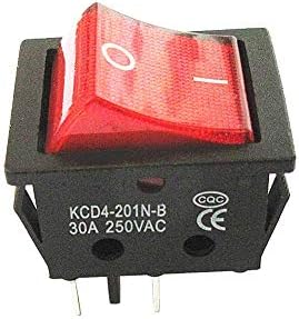 Mehtap Rocker Anahtarı Yüksek Akım 30A 250VAC İşıklı Kırmızı ON-Off DPST 4 Pins Dikdörtgen 31x25mm (6 adet)