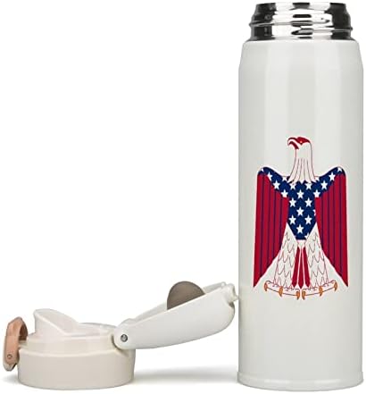 Amerikan Bayrağı Kel Kartal Yalıtım Su Şişesi Paslanmaz Çelik Vakum Yalıtımlı Spor Kupası Açık Seyahat Kamp için 350ML