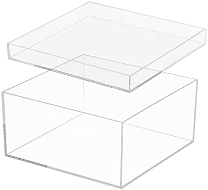 Şeffaf akrilik kapaklı kutu, Dayaanee Şeffaf Akrilik Plastik Kare Küp konteynerler saklama kutusu 7.9x7.9x3. 9 İnç/200X200X100mm