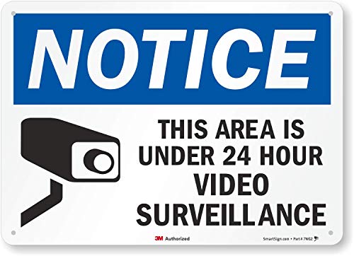 Uyarı - Bu Alan 24 Saat Video Gözetimi Altındadır İşareti SmartSign | 10 x 14 3M Yansıtıcı Alüminyum