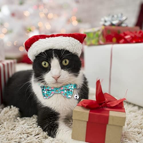LUTER Bells ve Papyon ile 2 adet Noel Kedi Yaka, ayarlanabilir Kedi Yaka Ayrılıkçı Sevimli Noel Temalı Yavru Yaka