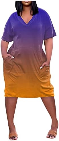 FQZWONG Bayan Maxi Elbise Cepler ile Yaz Rahat Büyük Boy Artı Boyutu T-Shirt Elbise Plaj Tatil Parti gece Kulübü