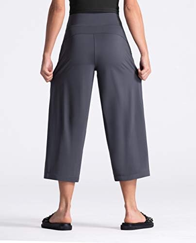 SPOR SALONU İNSANLAR Womens ' Yoga Pantolon cepler ve Karın Kontrol Yüksek Bel Flare Kırpma ile
