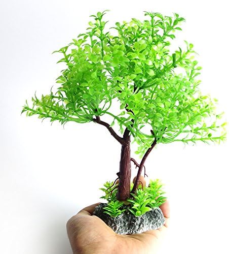 DANXQ Akvaryum Dekoratif Ağaç, Balık Tankı Süs Küçük Ağaç, Taklit Bitkiler, Plastik Çiçekler(7.8 Tüm Yeşil)