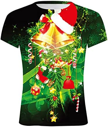 WOCACHİ Noel Kısa Kollu T-Shirt Mens için, Komik Noel Noel Baba Baskı O Boyun Tee Tops Egzersiz Tasarımcı Tshirt