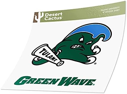 Tulane Üniversitesi Yeşil Dalga Sticker Vinil Çıkartması Dizüstü Su Şişesi Araba Karalama Defteri (4 İnç Set V1)