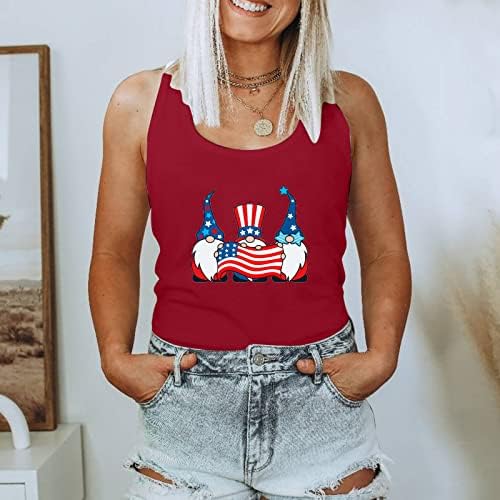 Yaz Kadın Tankı Üstleri, Bayan Vatansever Gömlek ABD Bayrağı Yıldız Çizgili Baskı Kolsuz Tişört 4th Temmuz Gevşek
