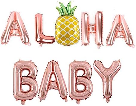 Aloha Bebek Afiş, Ananas Çelenk Hawaiian Bebek Duş Balonlar Süslemeleri, Yaz Yeni Bebek Duyuru Parti Süslemeleri Gül