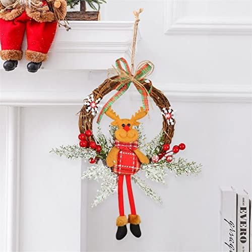 YFQHDD Noel Ön Kapı Çelenk Santa Kardan Adam Ahşap Asılı Çelenk Kırmızı Meyveler Sevimli Bebek Ev Dekorasyon Kapalı