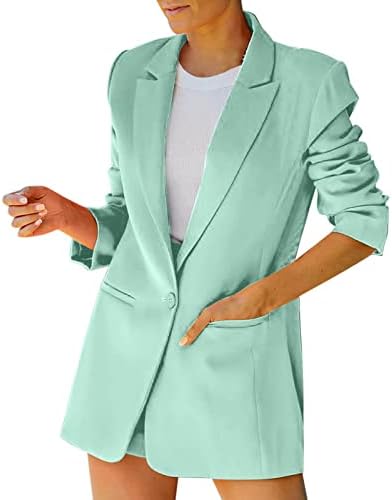 Blazers Kadınlar için Moda Rahat Temel Hafif Dış Giyim Uzun Kollu Yaka Ceket 2023 Moda Blazer