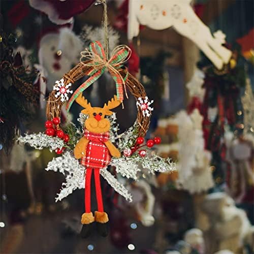 YFQHDD Noel Ön Kapı Çelenk Santa Kardan Adam Ahşap Asılı Çelenk Kırmızı Meyveleri Sevimli Bebek Ev Dekorasyon Kapalı