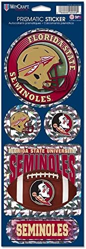 WinCraft NCAA Florida Eyalet Seminoles Eski Logo Prizmatik Çıkartmalar, Takım Rengi, Bir Boyut