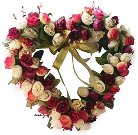 TJLSS Düğün İpek Çiçek İmitasyon Şakayık Çelenk Paskalya Gökkuşağı Lale Çelenk Kapı Asılı Sahte Çiçekler Ev Dekor