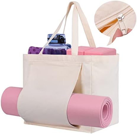 CNaıyunpın Yoga Mat Çantası ,kadınlar için yoga mat çantaları,Yoga Mat silindir çanta Tuval Cep ve Fermuarlı, Yoga
